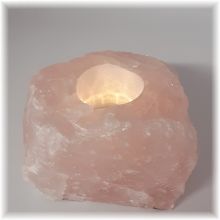 Rosenquarz Stein Teelichthalter, Echter roher Naturstein Brocke, Edelstein Teelicht rosa Quarz, Kerzen-Halter, hübsches Stimmungslicht