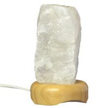 Bergkristall Lampe klein, Lampe aus Edelstein auf Holz Sockel, Kristall Stein Lampe,