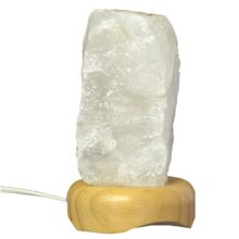 Bergkristall Lampe klein, Lampe aus Edelstein auf Holz Sockel, Kristall Stein Lampe