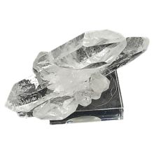 Bergkristall Quarz Natur-Spitzen Gruppe mit sehr schönen klaren Spitzen aus Brasilien | Ideal als Deko-Objekt und Sammlerstück auf Sockel stehend| Beliebter Heilstein N22