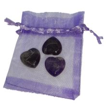 Herz-Set Amethyst| 3 Edelstein Herz Handschmeichler | drei kleine Herzen als Glücksbringer oder Geschenk, zur Dekoration