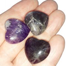 Herz-Set Amethyst| 3 Edelstein Herz Handschmeichler | drei kleine Herzen als Glücksbringer oder Geschenk, zur Dekoration