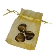 Herz-Set Tigerauge | 3 Edelstein Herz Handschmeichler | das gold-braune Tigerauge als Glücksbringer oder Geschenk, zur Dekoration