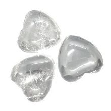 Herz-Set Bergkristall | 3 Edelstein Herz Handschmeichler | fast klare Kristalle als Glücksbringer oder Geschenk, zur Dekoration