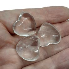 Herz-Set Bergkristall | 3 Edelstein Herz Handschmeichler | fast klare Kristalle als Glücksbringer oder Geschenk, zur Dekoration