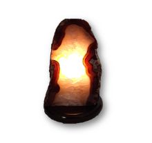 Achatstein Lampe Kristall mit etwas Amethyst, schöne Edelstein Lampen Front poliert, Dekorative Steinlampe N245