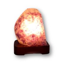 Amethyst Lampe-poliert, Edelsteinlampe Natur belassen, kleine Amethyst-Kristall Leuchte mit Holzsockel, N130