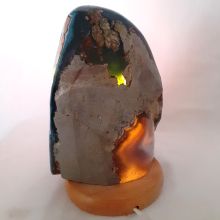 Amethyst Stein-Lampe poliert | Edelsteinlampe aus Uruguay Gr. L | Amethyst-Kristall Leuchte komplett mit Elektrik kaufen | Heilstein-Lampe lila und Deko-Lampe Amethyst | N400