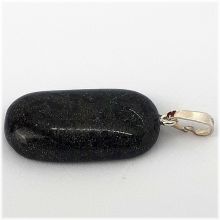 Andamooka-Opal Anhänger, Kettenanhänger mit Silber Schlaufe, Einzelstück schwarz-bunt schimmernder Schmuckanhänger, Opalanhänger,N-R2