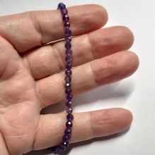 Amethyst facettierte Kugeln-Perlen Kette | Halskette mit Karabiner Verschluss-Verlängerungskettchen | Edelstein Kette violett