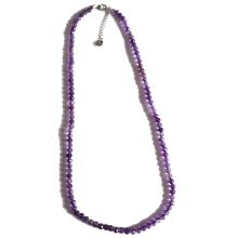 Amethyst facettierte Kugeln-Perlen Kette | Halskette mit Karabiner Verschluss-Verlängerungskettchen | Edelstein Kette violett