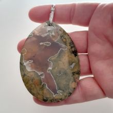 Rhyolite Anhänger | Halsschmuck mit Silber-Schlaufe | Schmuckanhänger aus natürlichem Stein Rhyolite