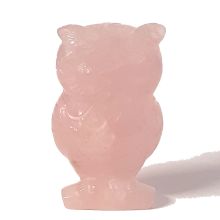 Eule aus rosa Quarz, Edelstein Tier Eule ca.5 cm, Rosenquarz Stein Figur