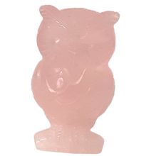 Eule aus rosa Quarz, Edelstein Tier Eule ca.5 cm, Rosenquarz Stein Figur