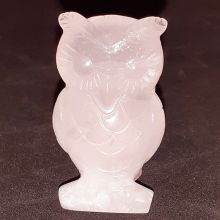 Eule aus rosa Quarz, Edelstein Tier Eule ca.5 cm, Rosenquarz Stein Figur