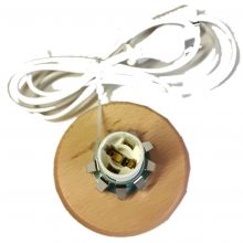 Holzsockel mit Feder | Durchmesser ca.12 cm, für Lampen | Fassung E14 | Edelstein-Lampen-Sockel
