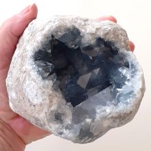 Coelestin Geode | Edelstein Stufe hell-blau | sehr schöne, dekorative Stein Geode echt | Natur belassen | N669