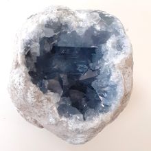Coelestin Geode | Edelstein Stufe hell-blau | sehr schöne, dekorative Stein Geode echt | Natur belassen | N166