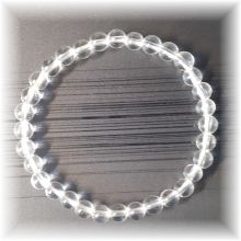 Bergkristall Armband mit 6mm große Perlen | Kugelarmband mit elastischem Faden | Edelstein Kristall Armschmuck