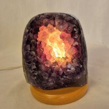 Amethyst Stein-Lampe | kleine Naturstein Edelsteinlampe | Amethyst-Kristall Leuchte poliert |Amethyst hell violett Deko-Lampe |auch mit LED Leuchtmittel zu verwenden | N220