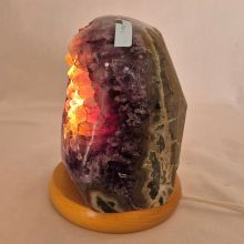 Amethyst Stein-Lampe | kleine Naturstein Edelsteinlampe | Amethyst-Kristall Leuchte poliert |Amethyst hell violett Deko-Lampe |auch mit LED Leuchtmittel zu verwenden | N220