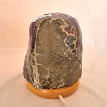 Amethyst Stein-Lampe | kleine Naturstein Edelsteinlampe | Amethyst-Kristall Leuchte poliert |Amethyst hell violett Deko-Lampe |auch mit LED Leuchtmittel zu verwenden | N220