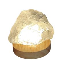 Bergkristall Rohsteinbrocken | Kristall beleuchtet auf LED Sockel | Echter unbehandelter Bergkristall Rohstein Natur belassen