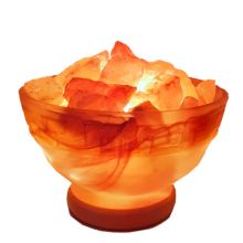 Salzkristall Feuer des Olymp Leuchtschale | Salz-Glutschale | Salzkristall-Lampe | Salzlampe | Glasschale braun mit Salzbrocken