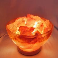 Salzkristall Feuer des Olymp Leuchtschale | Salz-Glutschale | Salzkristall-Lampe | Salzlampe | Glasschale gemustert mit Salzbrocken, Gr. M