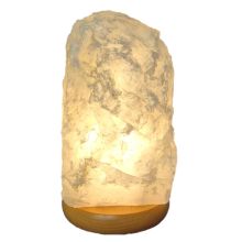 Bergkristall Rohsteinlampe gross | Naturgewachsene Kristall Stein Lampe kaufen| Edelsteinlampe mit Holzsockel | Bergkristall-Leuchte 5-6kg