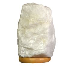 Bergkristall Rohsteinlampe gross | Naturgewachsene Kristall Stein Lampe kaufen| Edelsteinlampe mit Holzsockel | Bergkristall-Leuchte 5-6kg