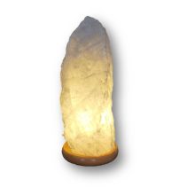 Bergkristall Rohstein Lampe, ca. 8-9kg Naturgewachsene Kristall Stein Lampe kaufen, Edelsteinlampe mit Holzsockel