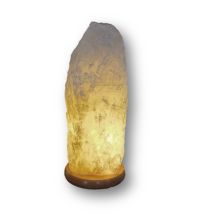 Bergkristall Rohstein Lampe, Naturgewachsene Kristall Stein Lampe kaufen, Edelsteinlampe mit Holzsockel, Bergkristall-Rohstein 8-9 kg