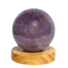 Edelstein Kugel Amethyst mit LED-Beleuchtungs-Sockel zur Dekoration | für Sammler und Stein Liebhaber | große violette Quarz Kugel ca. 80 mm Durchmesser | N962