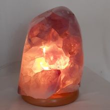 Amethyst Lampe poliert,  Edelsteinlampe mit Holzsockel, große Kristall Stein Leuchte, N592