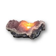Amethyst Stein Teelicht, echtes Naturstein Amethyst Drusen-Stück als Teelichthalter, N999