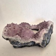 Amethyst Stein Teelicht,  echtes Naturstein Amethyst Drusen-Stück als Teelichthalter, N700