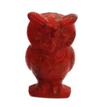 Eule aus rotem Jaspis Edelstein,  Tier Figur Eule der Weisheit, ca.5 cm, Jaspis rot Eule kaufen