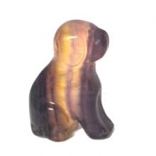 Fluorit Hund, Regenbogenfluorit Edelstein Tier, Hund aus Fluorit Stein ca. 5 cm