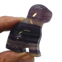 Fluorit Hund, Regenbogenfluorit Edelstein Tier, Hund aus Fluorit Stein ca. 5 cm