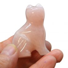 Rosenquarz Katze - Rosa Kristall Katze, Katze aus Rosenquarz 5 cm