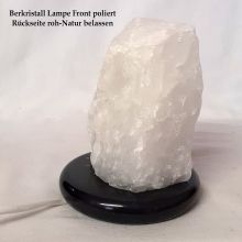 Bergkristall Stein Lampe Front poliert | natürliche Kristall Leuchte  | Edelsteinlampe mit Steinsockel