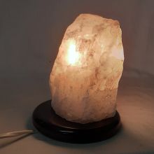 Bergkristall Stein Lampe Front poliert | natürliche Kristall Leuchte | Edelsteinlampe mit Steinsockel