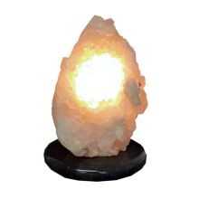 Bergkristall Naturspitzen Lampe | Dekorative natürlich gewachsene Kristall Naturspitzen |  Edelstein-Leuchte echte Bergkristall-Gruppe mit Holzsockel | Edelsteinlampe N158