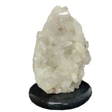 Bergkristall Naturspitzen Lampe, Dekorative natürlich gewachsene große Kristall Spitze, Edelstein-Leuchte mit Holzsockel, Edelsteinlampe N377