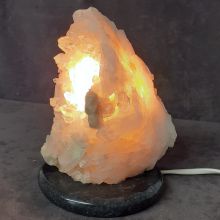 Bergkristall Naturspitzen Lampe | Dekorative natürlich gewachsene Kristall Naturspitzen |  Edelstein-Leuchte echte Bergkristall-Gruppe mit Holzsockel | Edelsteinlampe N158