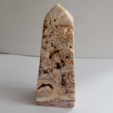 Achat Obelisk groß, Bunter Crazy Lace Achat Edelstein Obelisk/Spitze mit kleinen Kristall Drusen N152