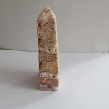 Achat Obelisk groß, Bunter Crazy Lace Achat Edelstein Obelisk/Spitze mit kleinen Kristall Drusen N152