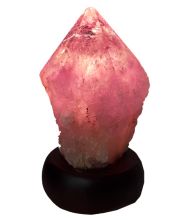 Ametrin Edelsteinlampe | Natur Spitze beleuchtet | Natur-Stein-Leuchte mit Holzsockel | Lampe violett| N120