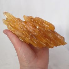 Calcit Naturstein Brocken | Calcit Edelstein-Mineral aus Deutschland | Echter unbehandelter gelber Calcit Rohstein Natur belassen| N883
